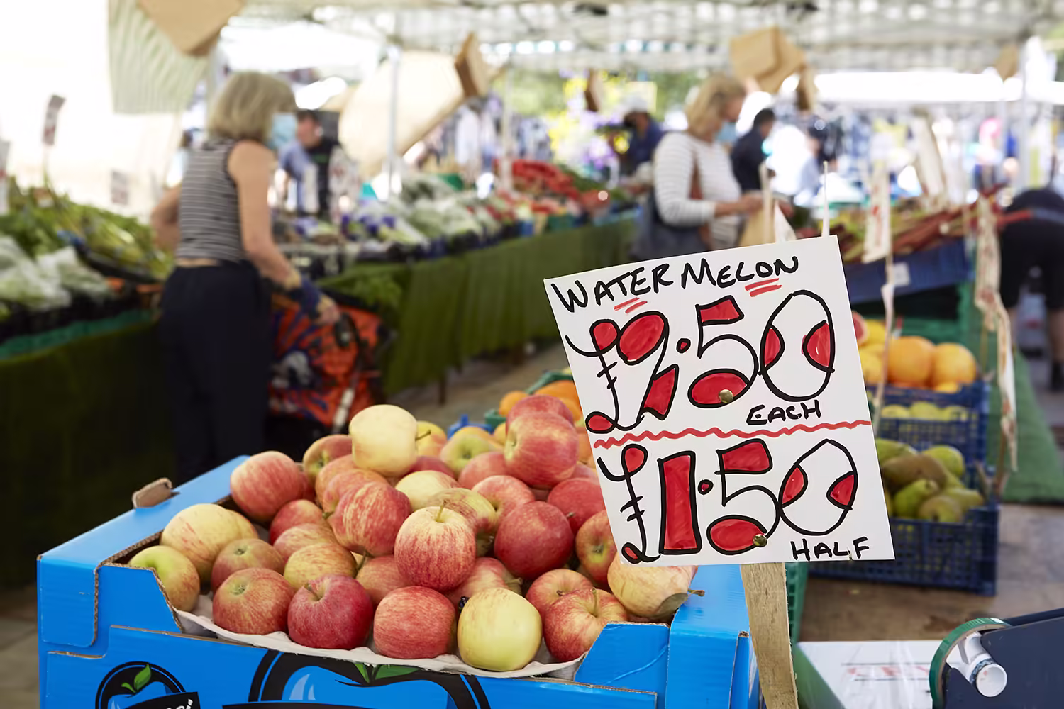 Henley Farmers' Market stalls in Market Place